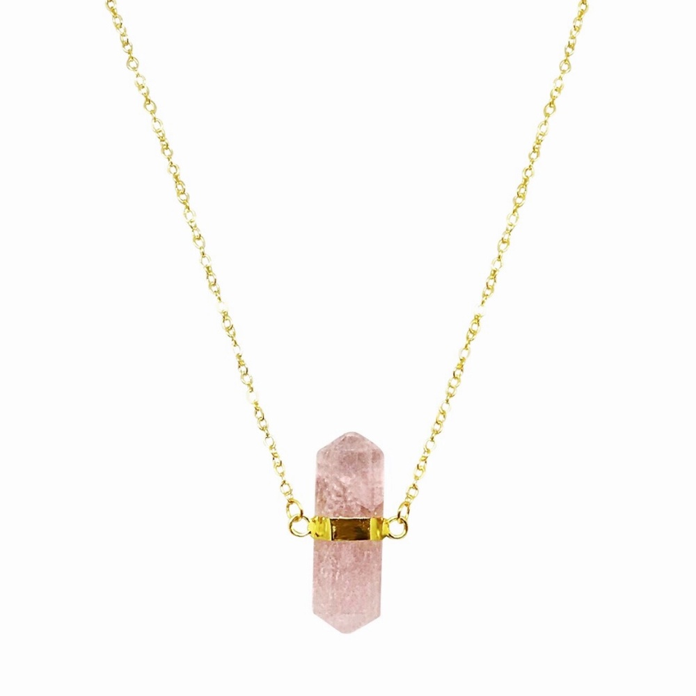 Double Point Rose Quartz Necklace